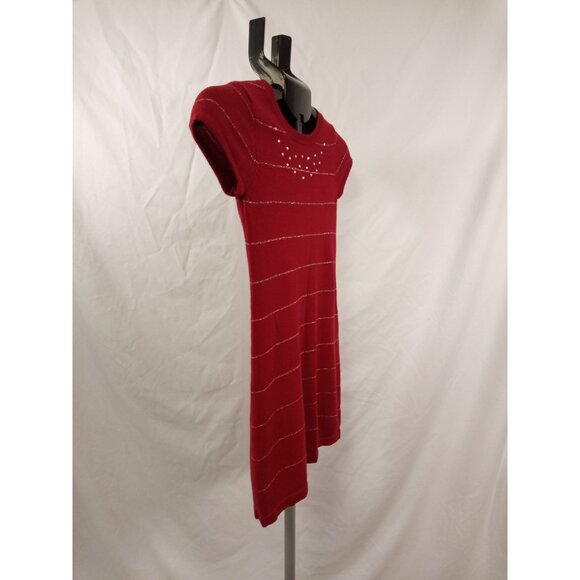 The Children's Place Girl's Red/Silver Short Sleeve Sweater Dress Size M(7-8) - Picture 3 of 7